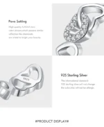 ⁦Silver Sparkling Clear Zircon Free Size Rings Heart To Heart Adjustable Ring⁩ - الصورة ⁦8⁩