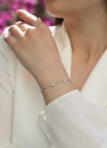 ⁦Dynamic Bubble - A Fashionable And Light Luxury Jewelry Silver Bracelet And Bracelet Set With Top-quality Moissanite, S925 Silver⁩ - الصورة ⁦2⁩