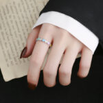 ⁦S925 Pure Silver Luxury Sweet Love Rainbow Enamel Ring Girl⁩ - الصورة ⁦2⁩
