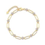 Set With Top-quality Moissanite, This Luxurious And Fashionable Light Luxury Trend Jewelry Silver Bracelet Is S925 Silver-plated With Gold