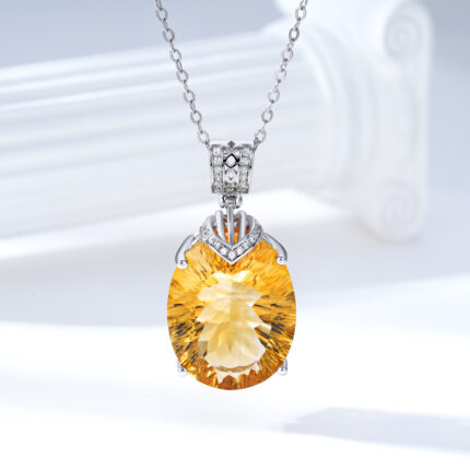 Elegant Natural Topaz Pendant Luxury 925 Silver Necklace