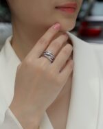 ⁦Diamond Shining -  Top-quality Moissanite S925, Silver And Platinum-plated Diamond Ring.⁩ - الصورة ⁦5⁩