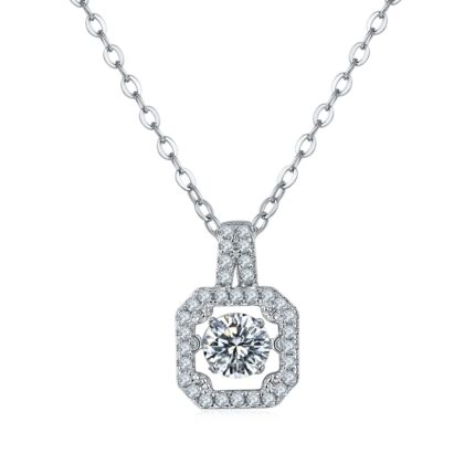 Set With Top-quality Moissanite, This Luxurious And Fashionable Light Luxury Trend Jewelry Necklace Pendant Is Made Of S925 Silver Electroplated With Platinum