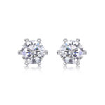 ⁦Quiet - Set With 1-carat Top-quality Moissanite S925 Silver And Platinum-plated Stud Earrings, A Fashionable And Trendy Accessory⁩ - الصورة ⁦6⁩