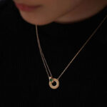 ⁦925 Sterling Silver Inlaid Green Agate Necklace⁩ - الصورة ⁦3⁩