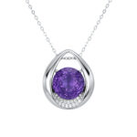 Fashion Simple Drop Shaped Pendant Versatile Temperament Amethyst Necklace Women's 925 Silver