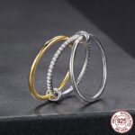 ⁦S925 Sterling Silver Three-circle Stacking Moissanite Ring⁩ - الصورة ⁦5⁩