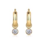 ⁦Round Shadow - Luxurious And Fashionable Light Luxury Jewelry Stud Earrings Set With Top-quality Moissanite, S925 Silver Plated With Gold⁩ - الصورة ⁦4⁩