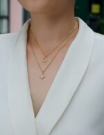 Engraved With Top-quality Moissanite, This Luxurious And Fashionable Minimalist Jewelry Set Includes A Necklace Pendant, A Collar Chain, and 925 silver electroplated with gold. - Image 2