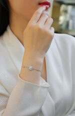 ⁦Long-lasting Love - Luxurious And Fashionable Light Luxury Jewelry Silver Bracelet And Bracelet Set With Top-quality Moissanite⁩ - الصورة ⁦5⁩