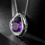 ⁦Fashion Simple Drop Shaped Pendant Versatile Temperament Amethyst Necklace Women's 925 Silver⁩ - الصورة ⁦3⁩